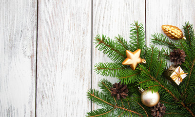 christmas fir tree with decoration