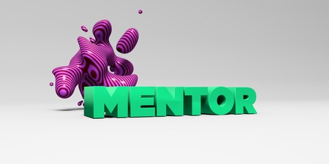 MENTOR -  color type on white studiobackground with design element - 3D rendered royalty free stock picture. This image can be used for an online website banner ad or a print postcard.
