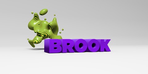 BROOK -  color type on white studiobackground with design element - 3D rendered royalty free stock picture. This image can be used for an online website banner ad or a print postcard.