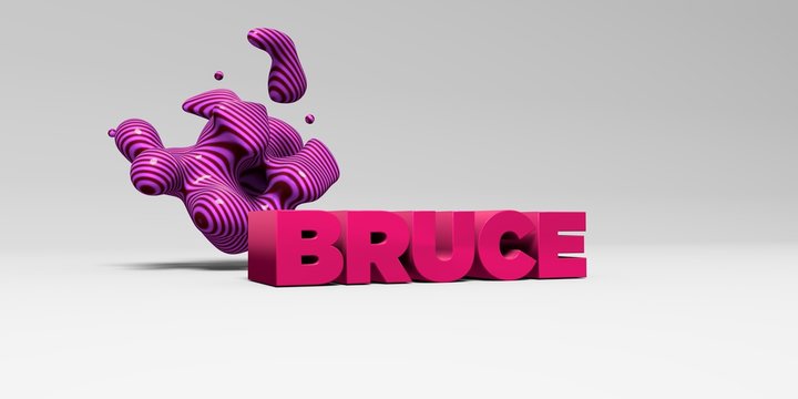 BRUCE -  color type on white studiobackground with design element - 3D rendered royalty free stock picture. This image can be used for an online website banner ad or a print postcard.