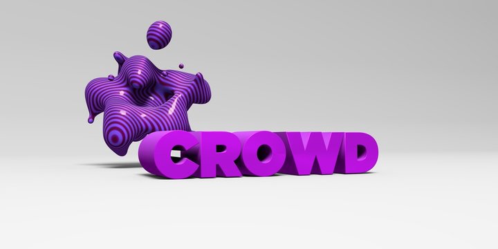 CROWD -  color type on white studiobackground with design element - 3D rendered royalty free stock picture. This image can be used for an online website banner ad or a print postcard.