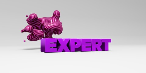 EXPERT -  color type on white studiobackground with design element - 3D rendered royalty free stock picture. This image can be used for an online website banner ad or a print postcard.