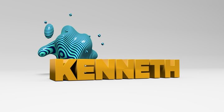 KENNETH -  color type on white studiobackground with design element - 3D rendered royalty free stock picture. This image can be used for an online website banner ad or a print postcard.