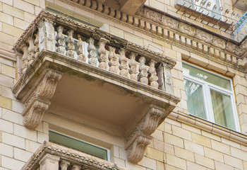 Fototapeta premium Kiev, Ukraine. Decorative apartment architecture at famous Khres