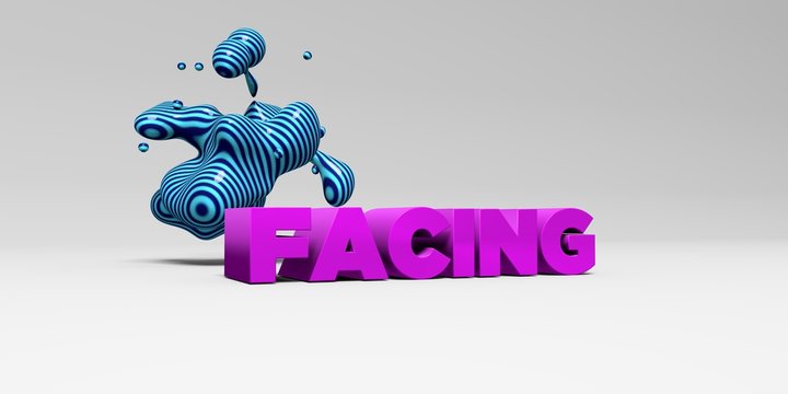 FACING -  color type on white studiobackground with design element - 3D rendered royalty free stock picture. This image can be used for an online website banner ad or a print postcard.