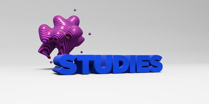 STUDIES -  color type on white studiobackground with design element - 3D rendered royalty free stock picture. This image can be used for an online website banner ad or a print postcard.