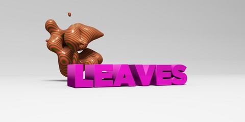 LEAVES -  color type on white studiobackground with design element - 3D rendered royalty free stock picture. This image can be used for an online website banner ad or a print postcard.