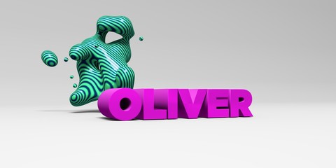 OLIVER -  color type on white studiobackground with design element - 3D rendered royalty free stock picture. This image can be used for an online website banner ad or a print postcard.