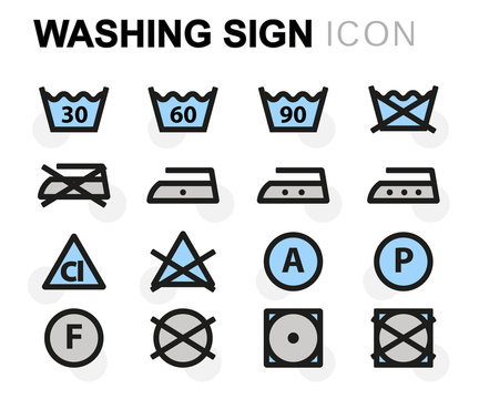 Vector flat washing signs set