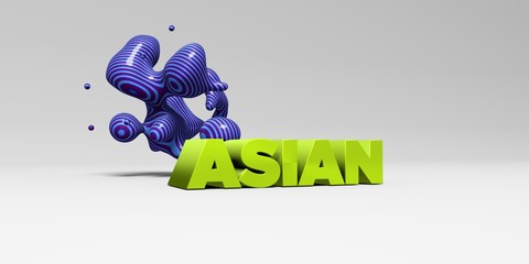 ASIAN -  color type on white studiobackground with design element - 3D rendered royalty free stock picture. This image can be used for an online website banner ad or a print postcard.