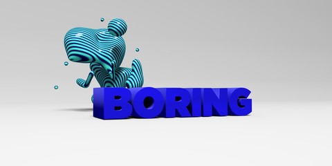 BORING -  color type on white studiobackground with design element - 3D rendered royalty free stock picture. This image can be used for an online website banner ad or a print postcard.