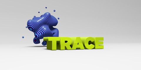 TRACE -  color type on white studiobackground with design element - 3D rendered royalty free stock picture. This image can be used for an online website banner ad or a print postcard.