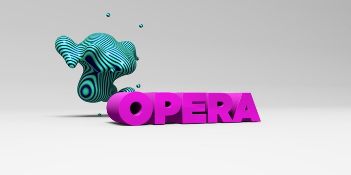 OPERA -  color type on white studiobackground with design element - 3D rendered royalty free stock picture. This image can be used for an online website banner ad or a print postcard.