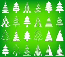 Abstract christmas tree icons collection