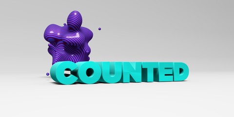 COUNTED -  color type on white studiobackground with design element - 3D rendered royalty free stock picture. This image can be used for an online website banner ad or a print postcard.