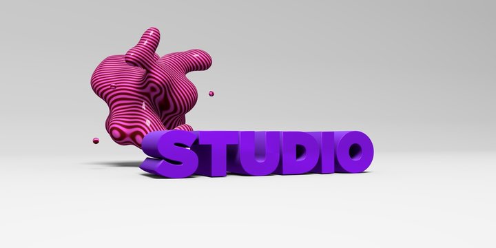 STUDIO -  color type on white studiobackground with design element - 3D rendered royalty free stock picture. This image can be used for an online website banner ad or a print postcard.