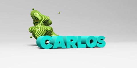 CARLOS -  color type on white studiobackground with design element - 3D rendered royalty free stock picture. This image can be used for an online website banner ad or a print postcard.