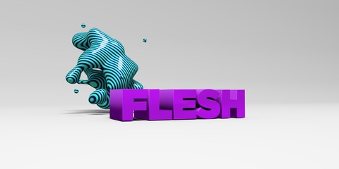 FLESH -  color type on white studiobackground with design element - 3D rendered royalty free stock picture. This image can be used for an online website banner ad or a print postcard.