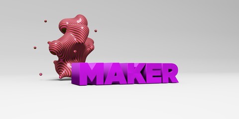 MAKER -  color type on white studiobackground with design element - 3D rendered royalty free stock picture. This image can be used for an online website banner ad or a print postcard.