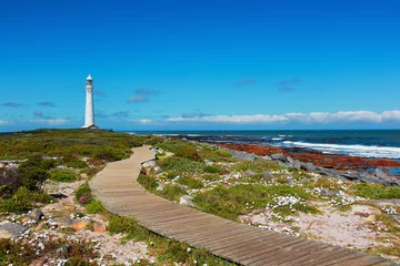 Poster Kommetjie lighthouse in Cape town on clear blue day © vwpix
