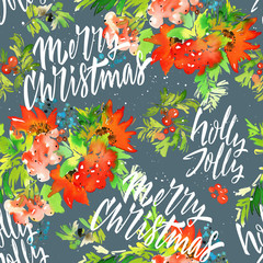 Watercolor seamless Christmas pattern