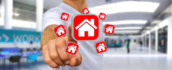 Businessman using modern application to rent a flat