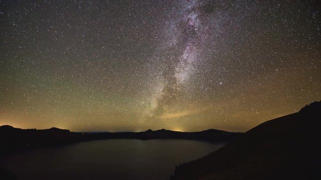Time lapse of milky way over crator lake Oregon