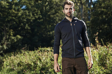 Portrait of handsome guy outdoors