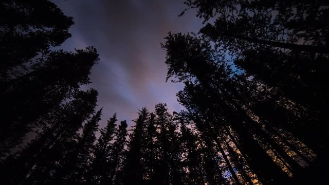 time lapse of stars and clouds directly overhead at night