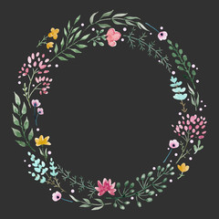 Hand drawn watercolor wreath