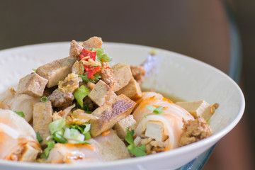 Close up noodle food thai style.