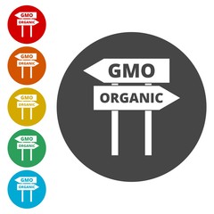 GMO or organic sign set 