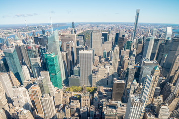 New York City skyscrapers at sunset