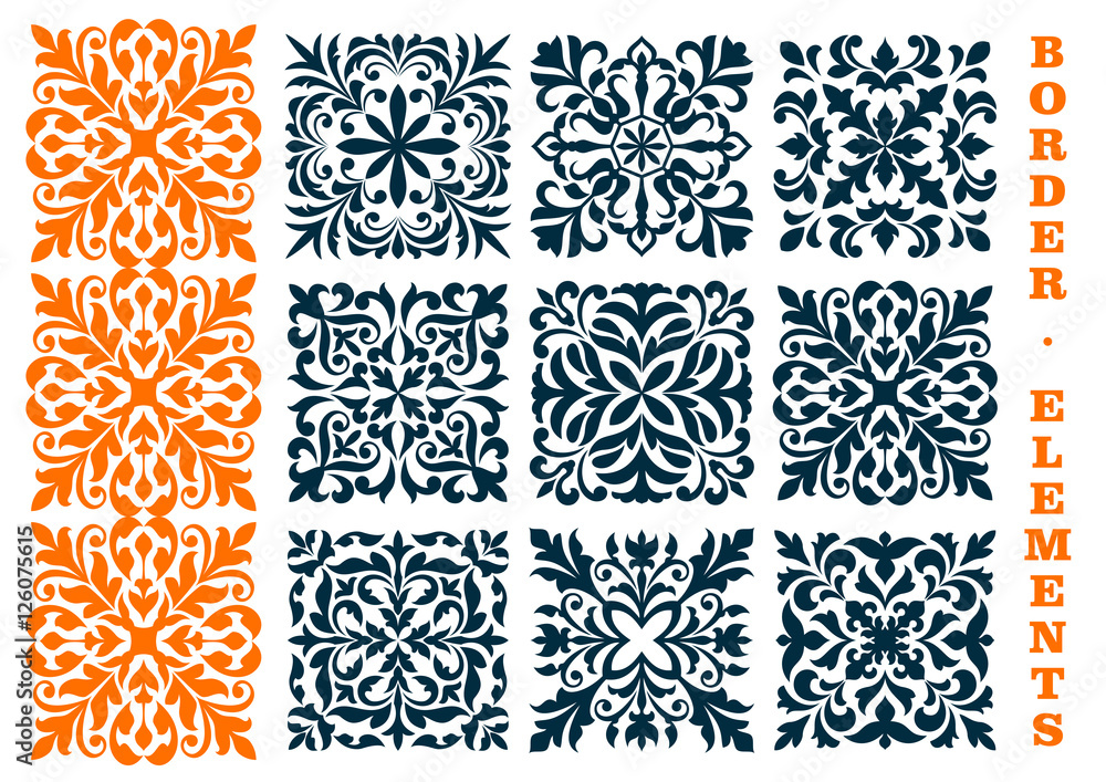 Poster ornamental openwork floral border patterns