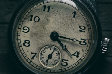 close up of grungy old clock