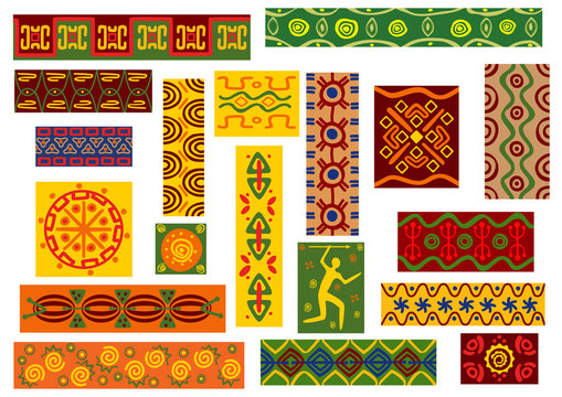 African tribal ornaments set with ethnic patterns