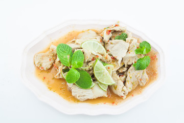 Thai Spicy Lime Salad with Pork .Thai food.