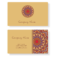Business cards with hand drawn round ornament / Mandala style