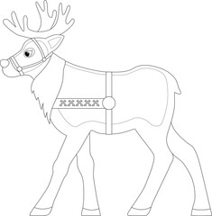 reindeer in harness, coloring page