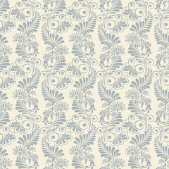 Seamless background of light beige and blue color in the style of Damascus