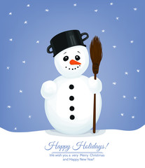 Christmas card with snowman