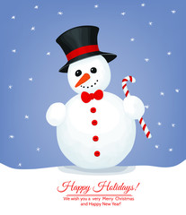 Christmas card with snowman