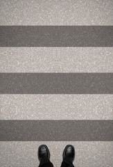 Fototapeta premium Zebra Crossing with Shoes Standing Still