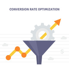 Conversion optimization banner in flat style - vector illustration. Internet marketing concept with Sales Funnel and growth chart.