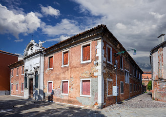 Fototapeta na wymiar Facade of the “Oratorio Ex ospizio Briati” church in Murano. Italy.