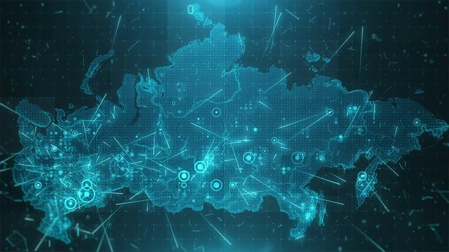 Russia Map Background Cities Connections 4K