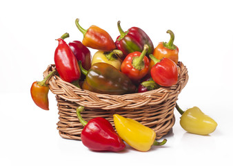on white background harvest vegetables colorful peppers