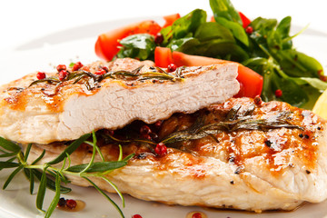 Grilled steaks and vegetables 