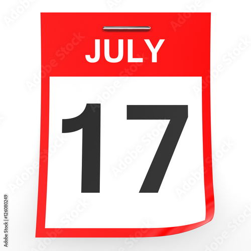 "July 17. Calendar on white background." Stock photo and royalty-free
