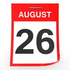 August 26. Calendar on white background.